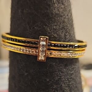 Elegant Gold and Black Bangle Set